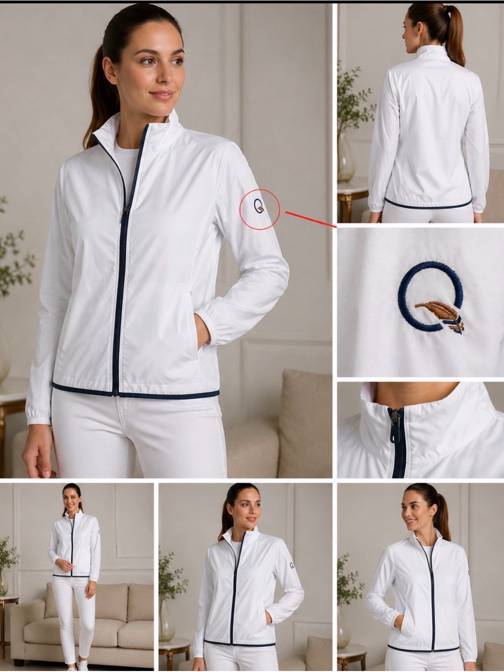 Peter Millar White Windbreaker Jacket Women XS Lightweight Golf Full Zip .